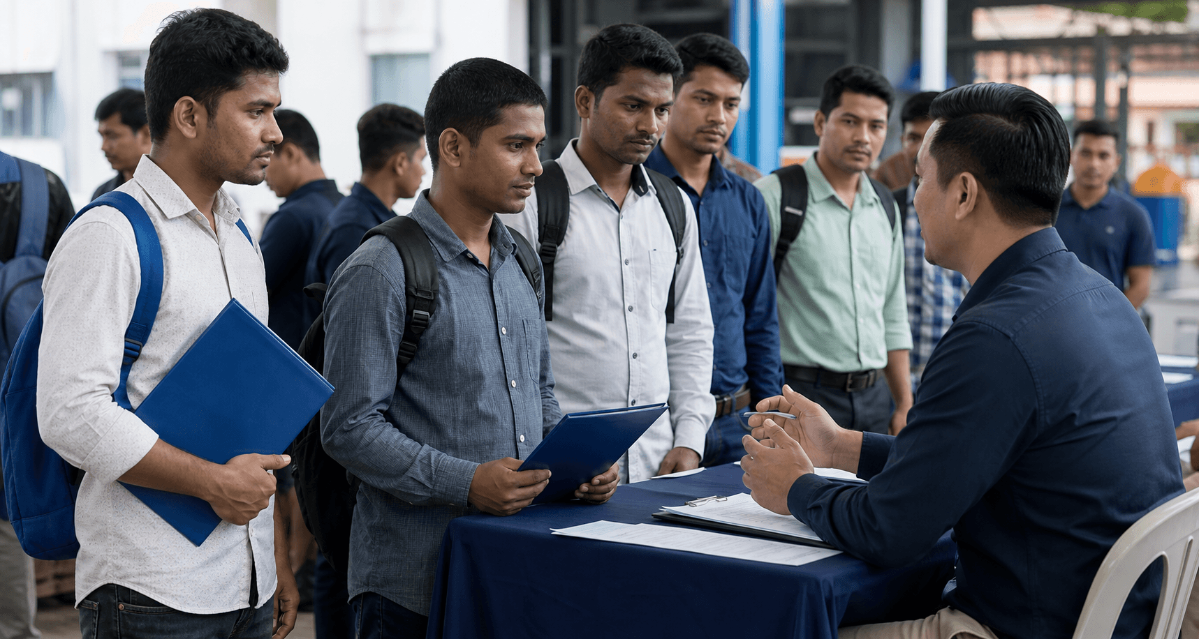 EMPAGE PRO recruiters interviewing candidates at a job fair